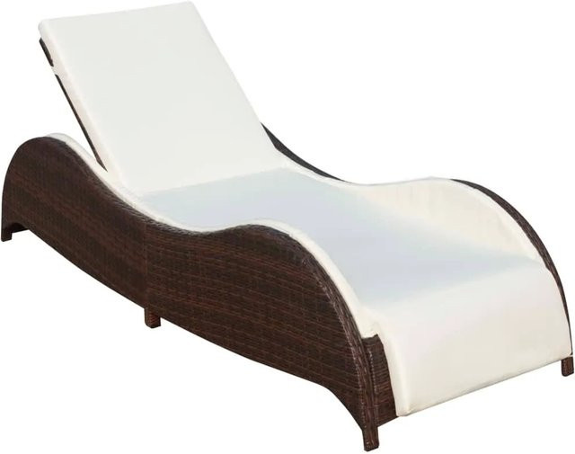 vidaXL Sonnenliege aus Poly Rattan mit Polsterauflage in Braun, B/T/H: 200 x 73 x 45 cm - Bild 1