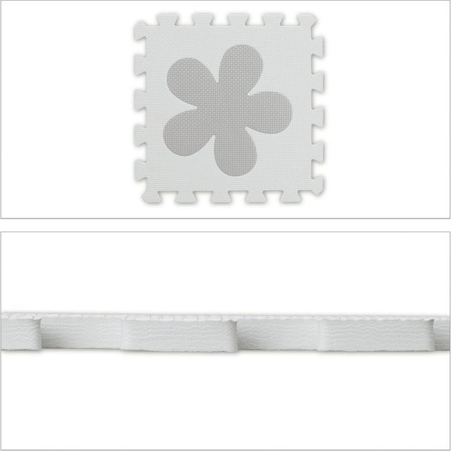 Relaxdays Puzzlematte aus EVA-Schaumstoff in Grau mit Rand und Motiven, 1,5 kg - Bild 1