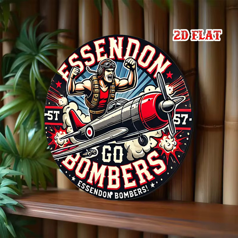 Potdemiel Essendon Bombers Vintage Aviation Rundes Metallschild aus Aluminium, Mehrfarbig, Durchmesser: 20 cm - Bild 5
