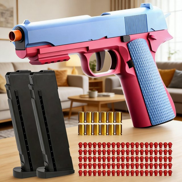 Safety First M1911 Stressabbau-Spielzeugpistole, mit Weichgeschossen, Leerlauf-Hängelauslöser - Bild 1