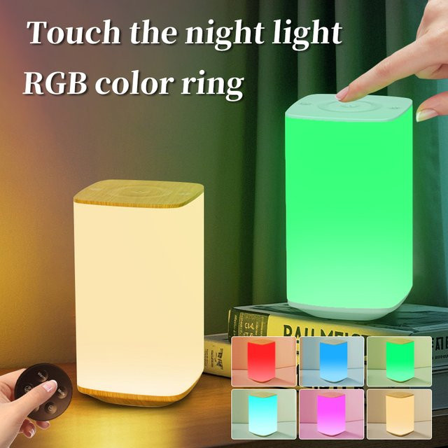GGBEE Wiederaufladbare LED Touch-Tischlampe mit Fernbedienung, RGB-dimmbares Nachtlicht mit Timer für Schlafzimmer und Wohnzimmer - Bild 1