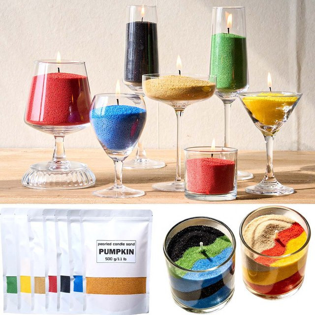 UDOCOOL Bunter Sandwachs und Eisblumenwachs für DIY Duftkerzen, Schneeflockenwachs und Sandmalerei, Multicolor und Schwarz, 500 g - Bild 1
