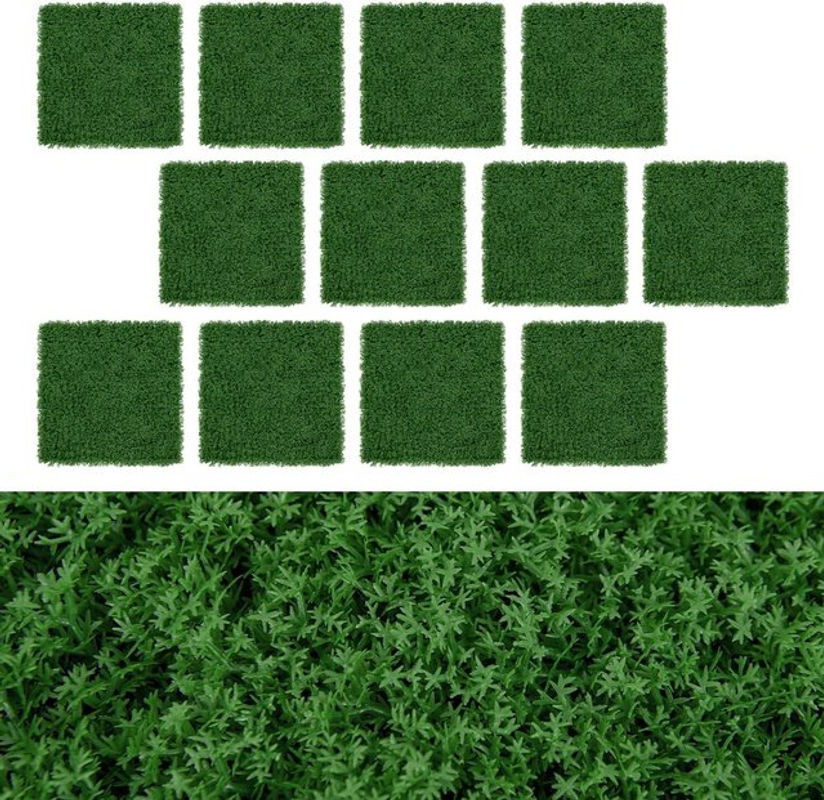 GOFLAME 12er Set künstliche Mooswand in Grün, ineinandergreifende Sichtschutzhecke für Garten, Balkon und Zuhause, B/T/H: 50,5 x 50,5 x 50,5 cm - Bild 1