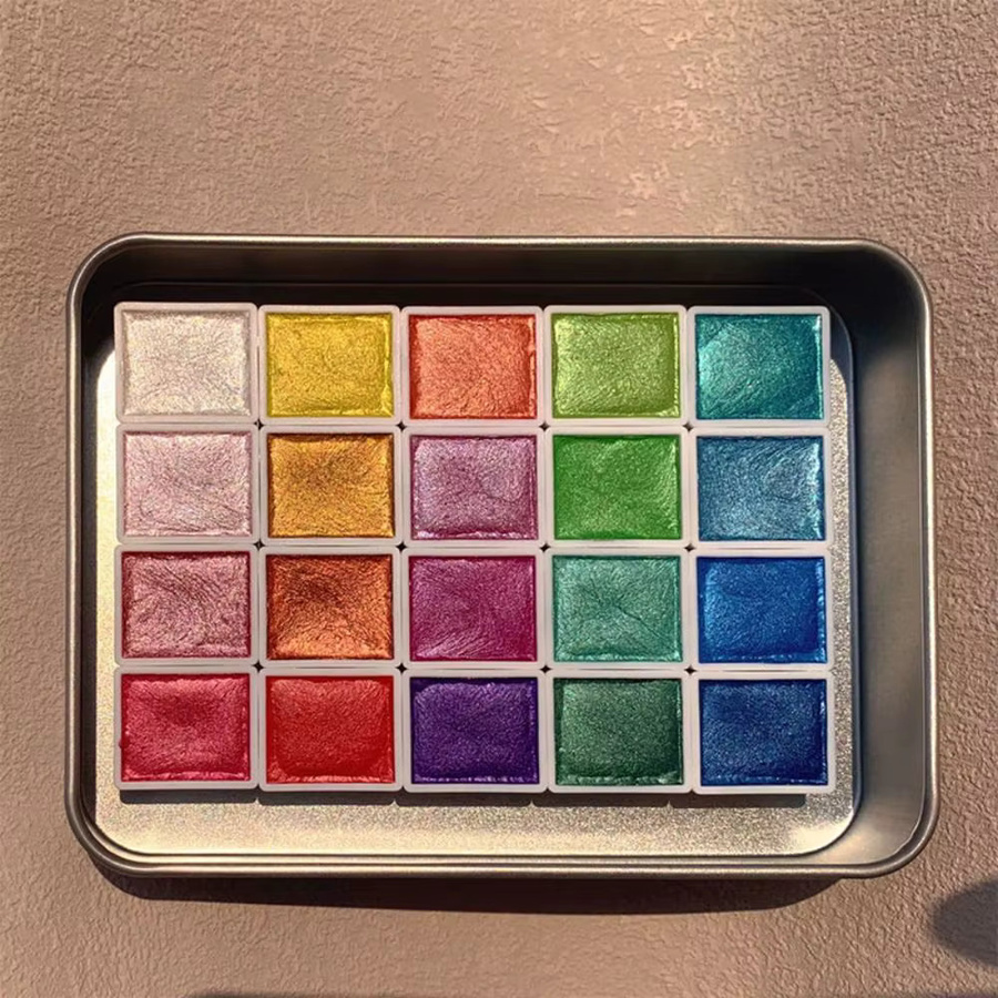 Aquarell Malerei Pigmente Set in Multicolor mit Perlglanz und Glitter für dekorative Blumenmalerei - Bild 1