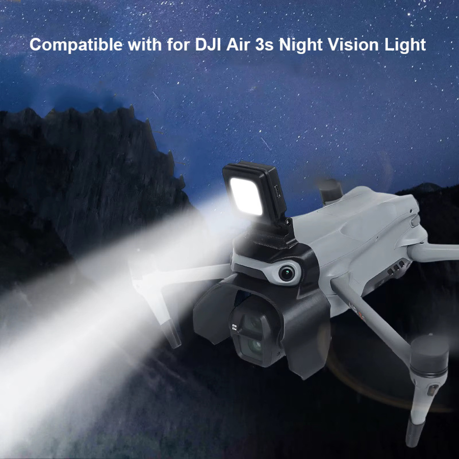DJI AIR 3S 2-in-1 LED-Navigationslicht und Gimbal-Kameraschutz in Schwarz für Nachtflüge mit 3 Beleuchtungsmodi - Bild 3