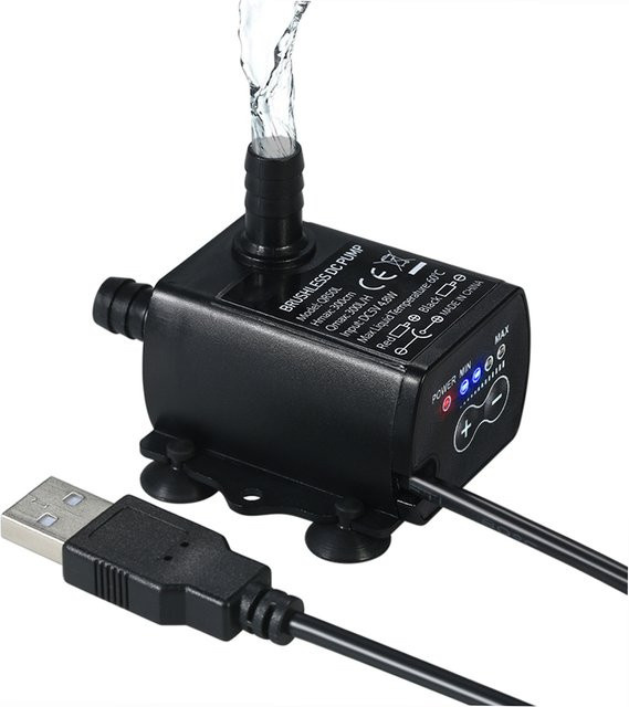 Decdeal Mini-USB-Wasserpumpe, bürstenlos und wasserdicht, Schwarz, 300 l/h, Hub 300 cm, DC5V, 4,8 W - Bild 1