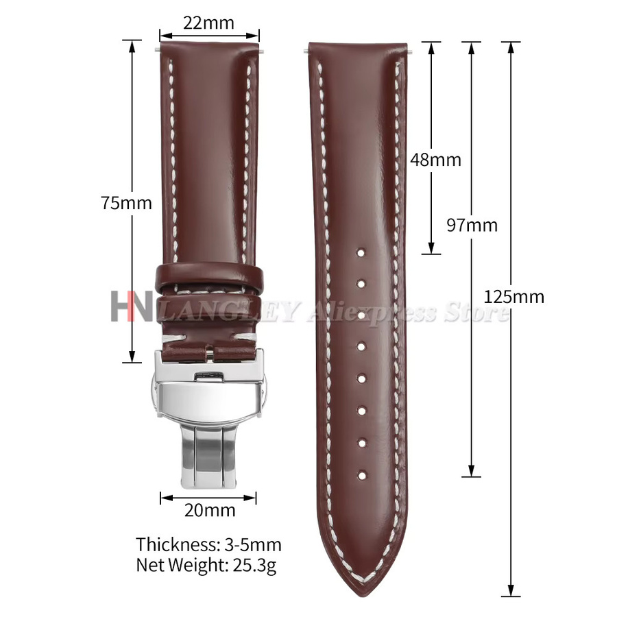 Uhrenarmband Echtleder, Langley, Silber, Schnellverschluss - Bild 2