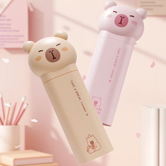 3D-Capybara-Federmäppchen in Braun als 2-in-1 Stiftehalter und Schreibwaren-Organizer mit großer Kapazität - Bild 1