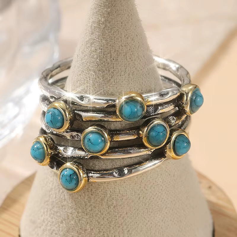 YoYo Ring, Synthetischer Türkis, Mehrschichtig, Damen - Bild 2