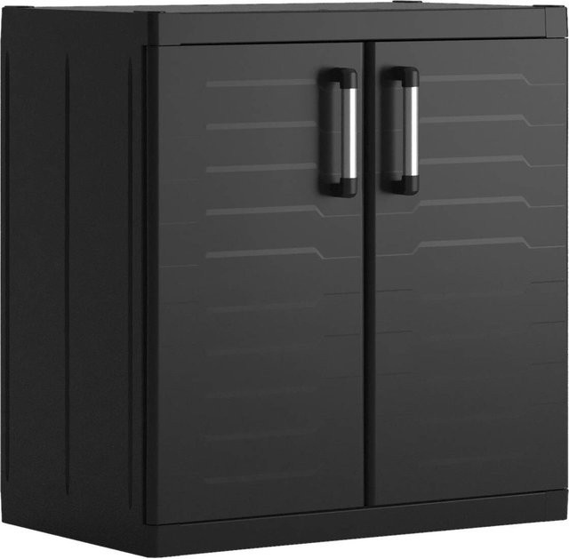 Keter Kunststoffschrank Detroit XL Schwarz mit Regalböden und Schloss, B/H/T: 89 x 93 x 54 cm - Bild 1