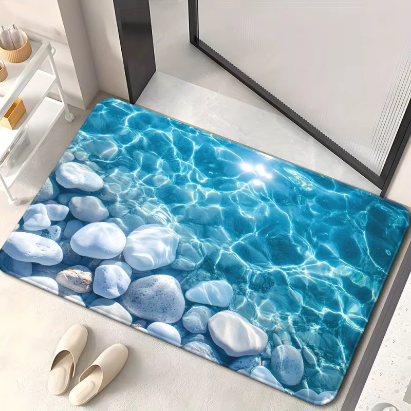 VIKAMAT Waterstone Fußmatte in Transparent mit grafischem Design für Badezimmer, Küche oder Wohnzimmer - Bild 3