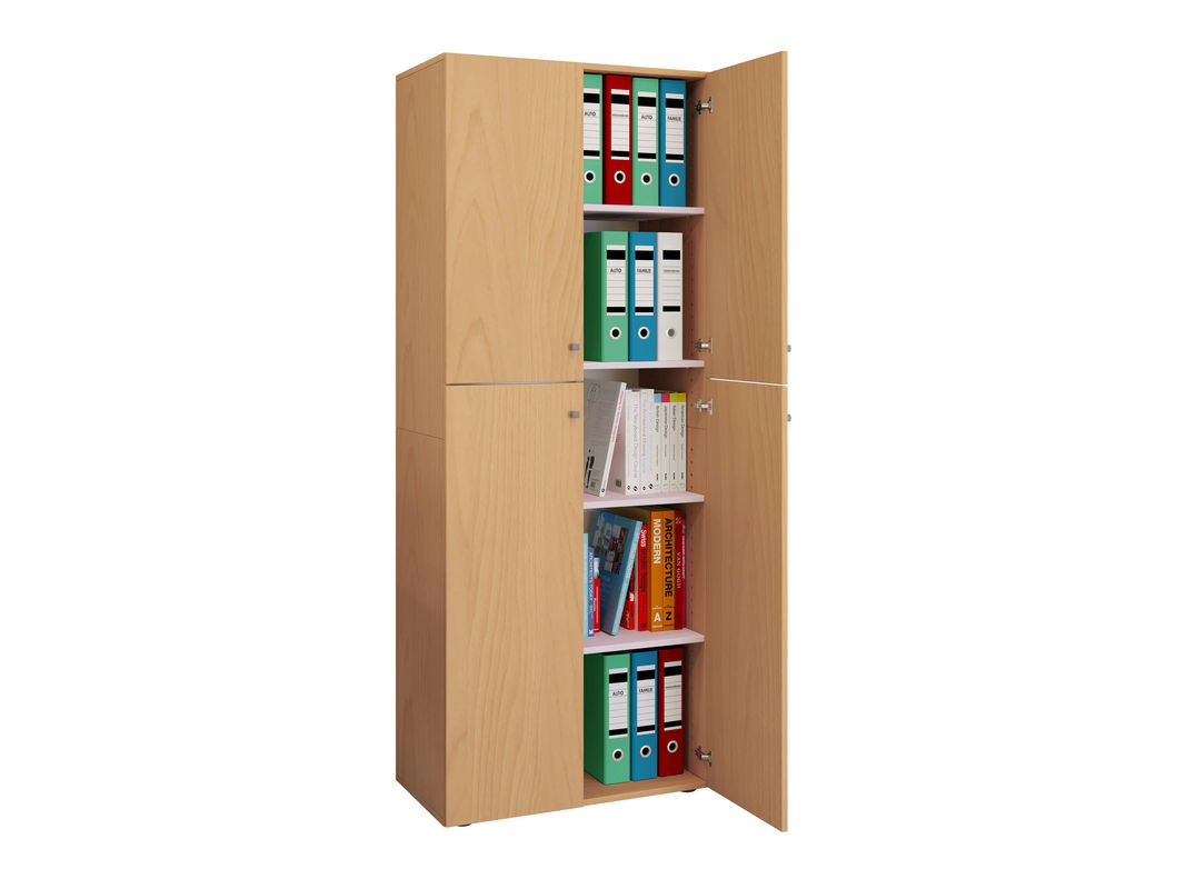 VCM Büroschrank Lona mit Drehtüren in Buche und Weiß, mit höhenverstellbaren Fachböden, B: 70 cm, T: 40 cm, H: 178 cm - Bild 2