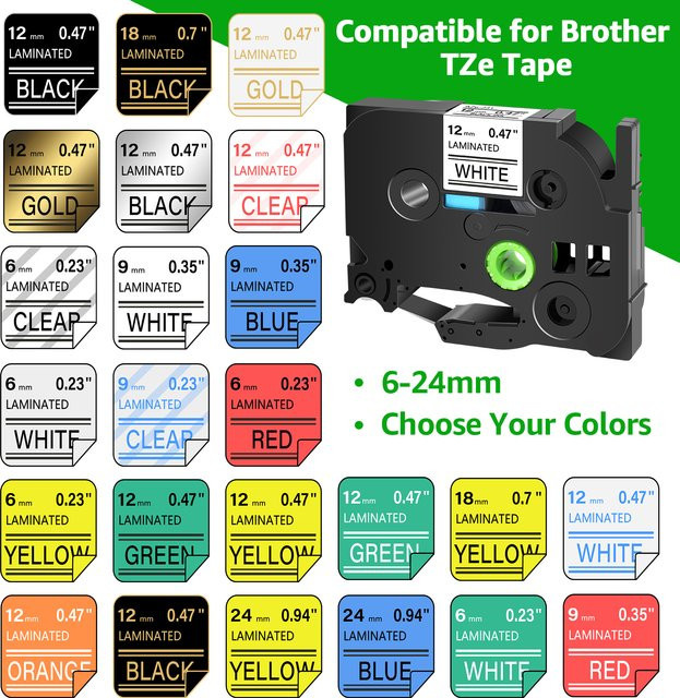 Brother Etikettenband Schwarz auf Weiß, 12 mm, kompatibel mit P-Touch PT-1000 und PT-D400, passend für TZe-231, TZe-251 und TZe-241 - Bild 1