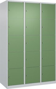 C+P Schließfachschrank Classic PLUS mit 3 Abteilen in Lichtgrau und Resedagrün, B/T/H: 120 x 50 x 185 cm - Bild 1