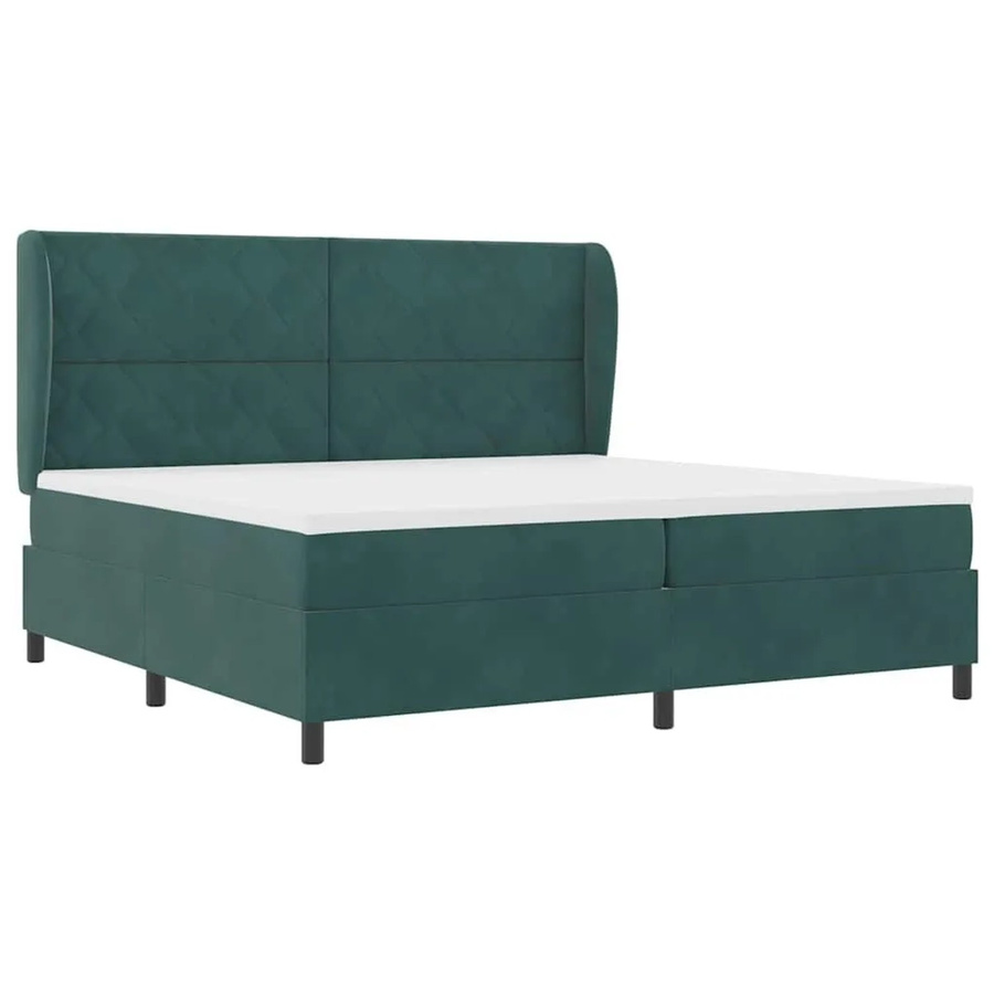 vidaXL Boxspringbett mit Matratze in Dunkelgrün aus Samt, B/T/H: 200 x 200 x 203 cm - Bild 2