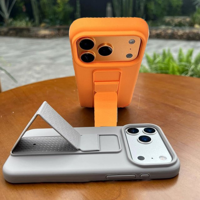 Original Liquid Bracket Folding Handyhülle für Apple iPhone 11 bis 17 Pro Max in Grau, stoßfeste und glatte Schutzhülle - Bild 1