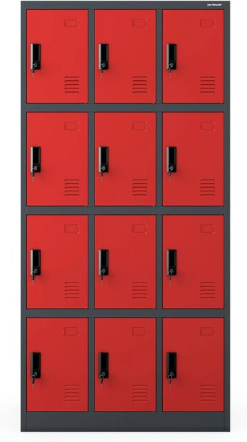 Jan Nowak Spind Fächerschrank MARCIN aus Stahl in Anthrazit-Rot, H x B x T: 185 x 90 x 40 cm - Bild 1