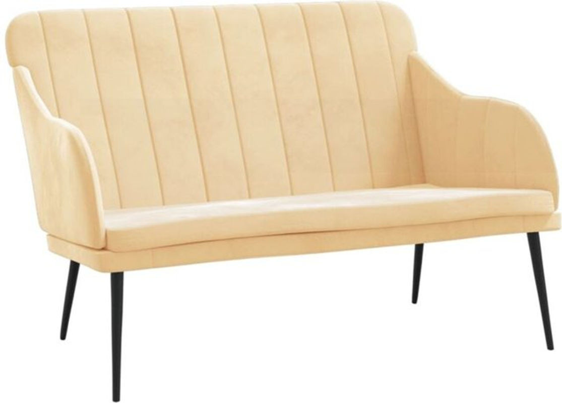 vidaxl Sitzbank mit Rückenlehne aus Samt in Creme und Beige, B/T/H: 110 x 76 x 80 cm - Bild 1
