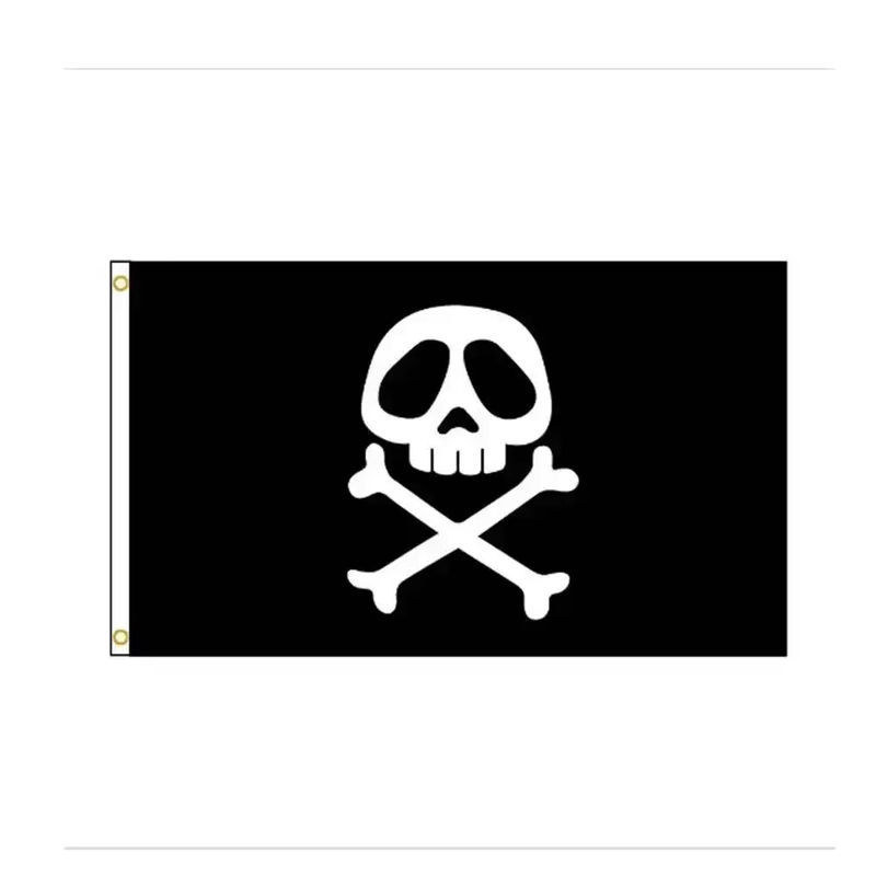 Piratenkapitän Harlock Totenkopfflagge in Schwarz als maritime Dekoration für Innen und Außen aus Textil, B/H: 91,44 x 91,44 cm - Bild 2