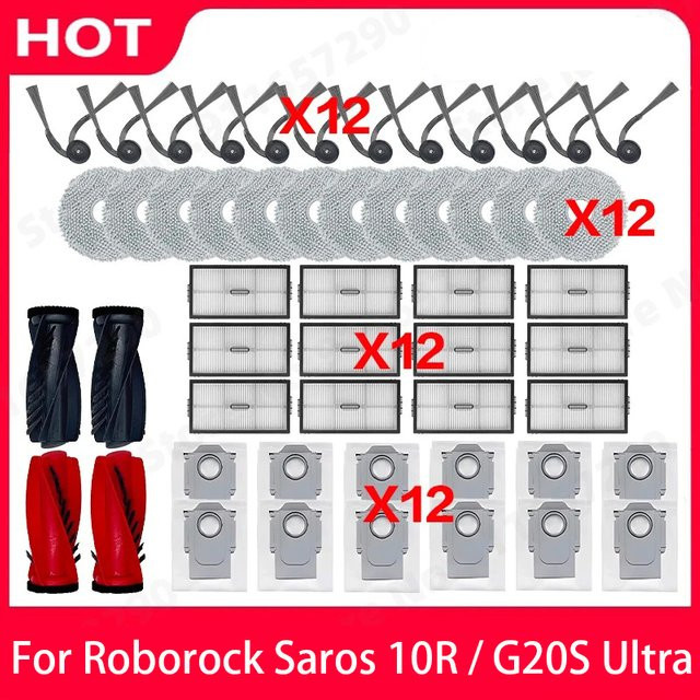 Roborock Saros 10R / G20S Ultra Zubehörset mit Hauptbürste, Seitenbürste, Filter, Wischmopp und Staubbeuteln - Bild 1