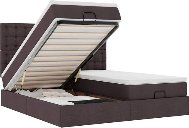 vidaXL Ottoman-Bett mit Matratzen in Dunkelbraun und Weiß, B/T/H: 200 x 200 x 203 cm - Bild 1