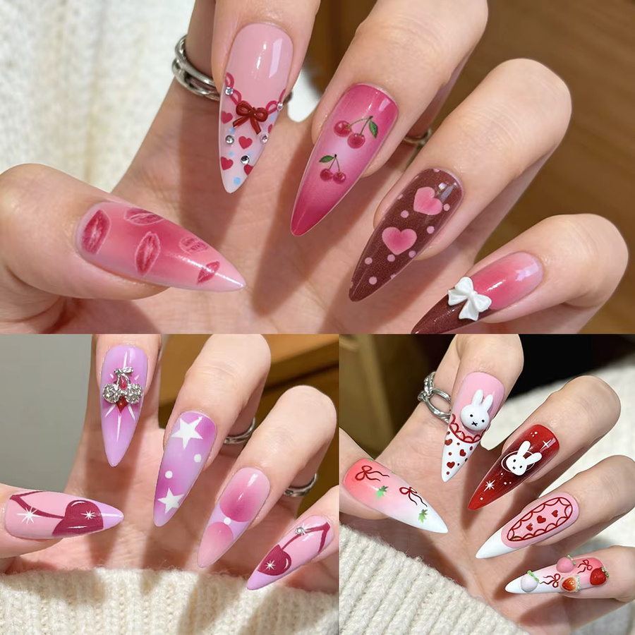 MAFANAILS Kunstnägel, Rosa, Mandelform, Glänzend, 96 Stück - Bild 4