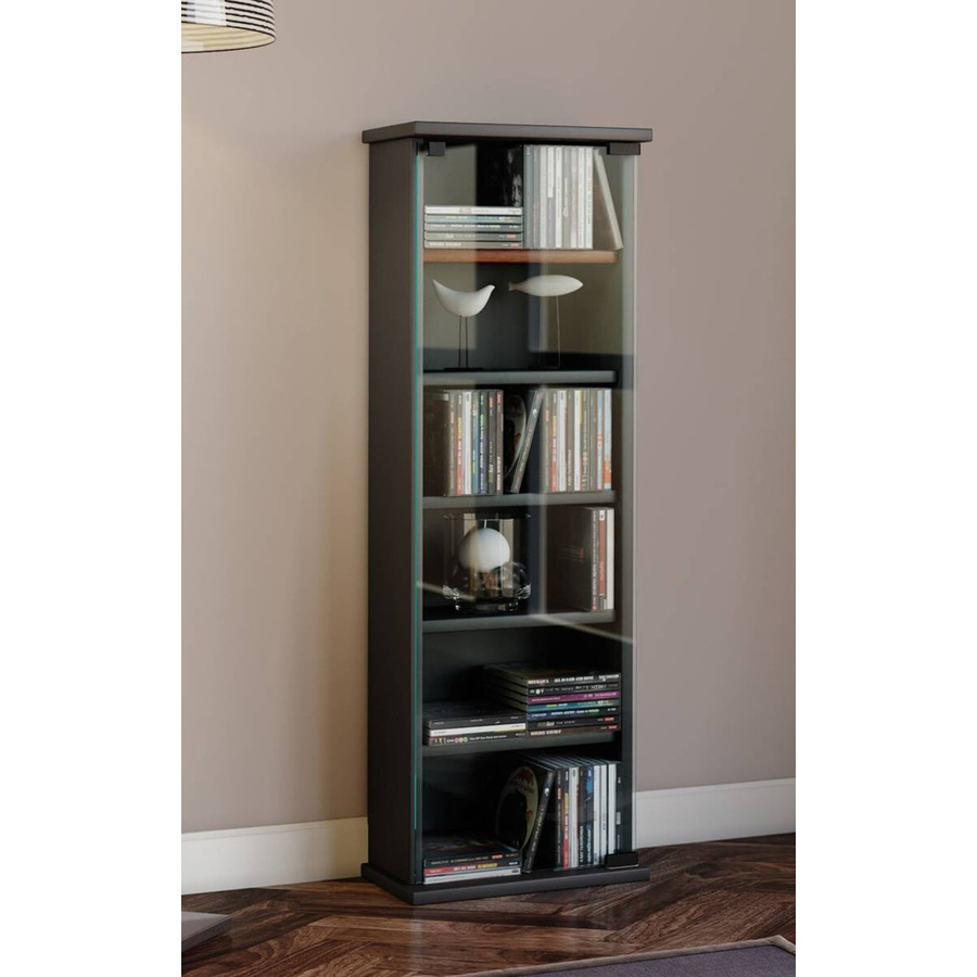 VCM CD Regal Vetro in Schwarz mit ESG-Sicherheitsglastüren, B/H/T: 31 x 91,5 x 18 cm - Bild 4