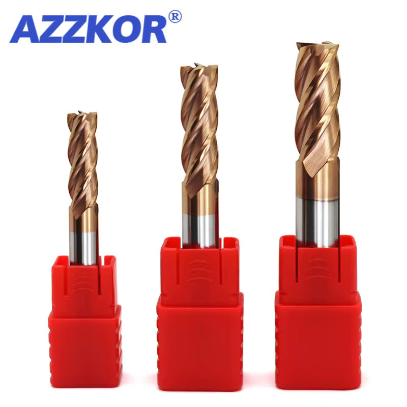 Azzkor 10-teiliges Set 4-Flöten-Flachfräser aus Hartmetall für die CNC-Bearbeitung - Bild 2