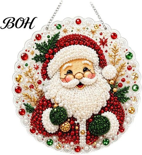 DIY Acryl Strassstein Malset für Weihnachten – Hängende Santa Claus Ornamente in Mehrfarbig zum Selbermachen für Erwachsene - Bild 1