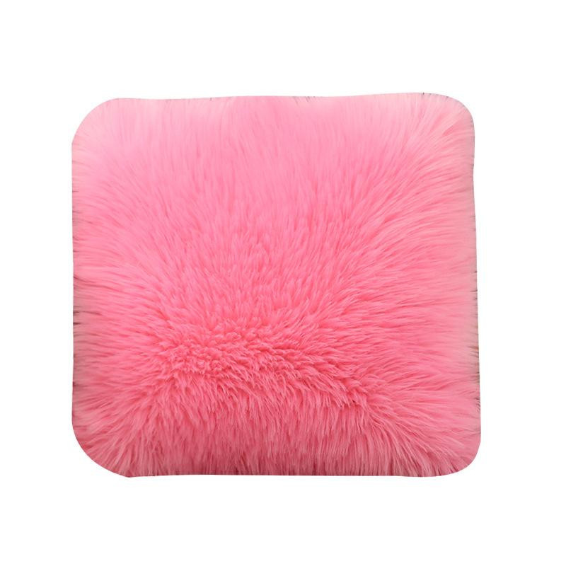 Waschbare Faux-Woll-Plüsch-Kissenhülle von Global Finds in Dunkelrosa, B/T/H: 40 x 40 x 40 cm - Bild 2