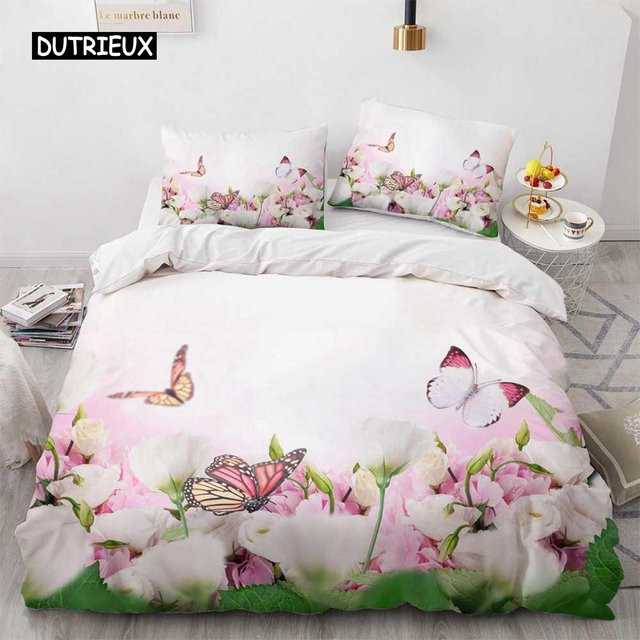 Bettwäsche Set mit Roter Rose aus Mikrofaser, Blumen Bettbezug und Kissenbezug, Farbe: Rot/Mehrfarbig, B/H: 135 x 200 cm - Bild 1