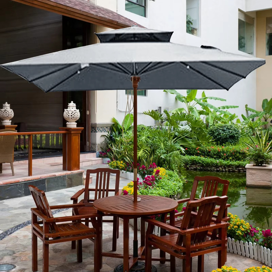 Ersatz-Regenschirmoberfläche aus Polyester für Double Top Outdoor-Sonnenschirm und römische Regenschirme, Grau, Breite: 2,9 m, Breite: 2,9 m - Bild 5