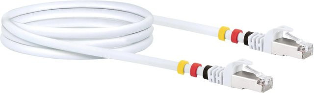 Schwaiger CAT7 S/FTP Ethernet LAN Netzwerkkabel mit 3 Farbclips, Weiß, Länge: 2,5 m - Bild 1