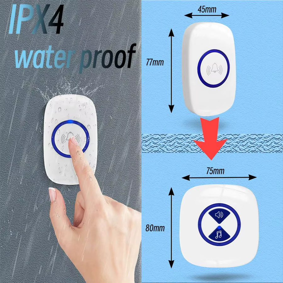 Drahtlose intelligente Türklingel von KUANGZIPENG in Weiß mit 25 Melodien und wasserdichtem Design - Bild 4