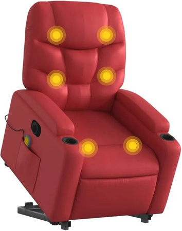 vidaXL Massagesessel Modell 3 mit elektrischer Aufstehhilfe in Rot aus Kunstleder