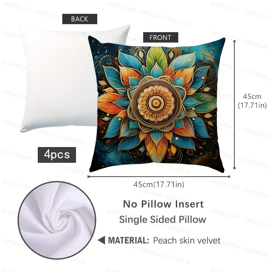 VIKAMA Mandala Kissenbezüge im orientalischen Stil, 4er Set, Mehrfarbig, B/H: 45 x 45 cm - Bild 6