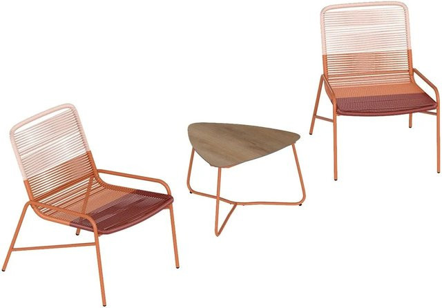 Costway Gartenmöbel Set aus Rattan in Orange mit 2 Stühlen und Tisch - Bild 1
