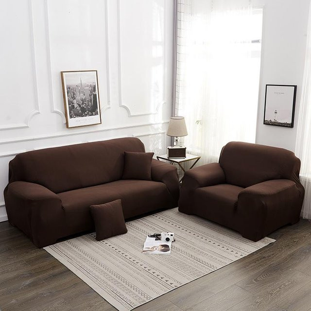 BC-Warm Home Universal Stretch Sofabezug für 3-Sitzer, braun, rutschfest und elastisch - Bild 1