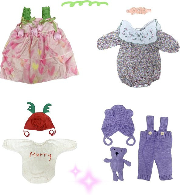CatDoneca Bebe Reborn Outfits Sets, 4-teiliges Set, für Größe 16-18 Zoll Reborn Puppen - Bild 1