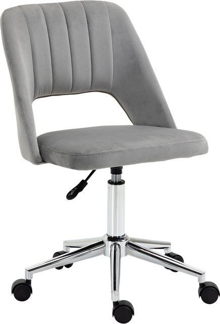 Vinsetto Homeoffice Stuhl von Aosom mit Samtoptik in Grau, höhenverstellbarer Drehstuhl und Schreibtischstuhl für Arbeitszimmer oder Schlafzimmer - Bild 1