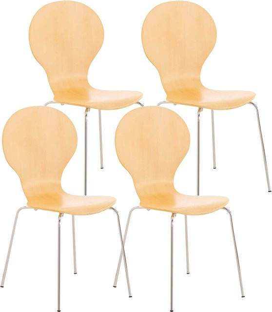 4er Set CLP Stapelstühle DIEGO Konferenzstühle mit Holzsitz und Metallgestell - Bild 1