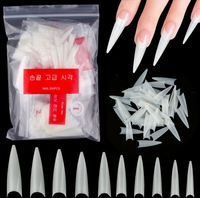 MAFANAILS Stiletto-Übungs-Nagelspitzen, 600 Stück, halbe Abdeckung - Bild 1