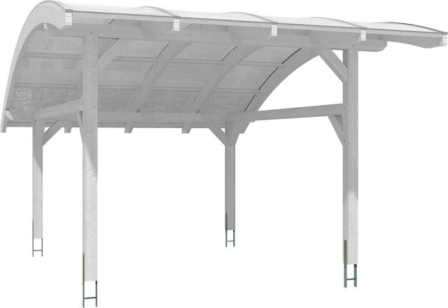 Skan Holz Carport Schwaben aus Holz mit Polycarbonat Doppelstegplatten in Weiß B: 434 cm, T: 630 cm - Bild 1
