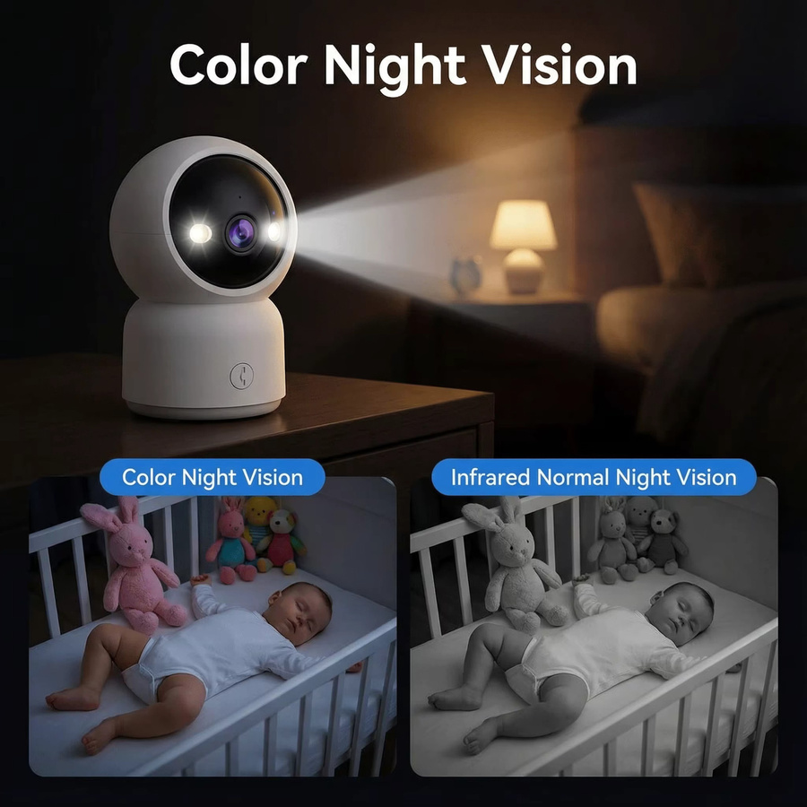 NINIVISION 5MP Video-PTZ-Kamera in Weiß mit Ein-Klick-Anruftaste, automatischer Verfolgung und Farbnachtsicht für Heimsicherheit und Babymonitor - Bild 4