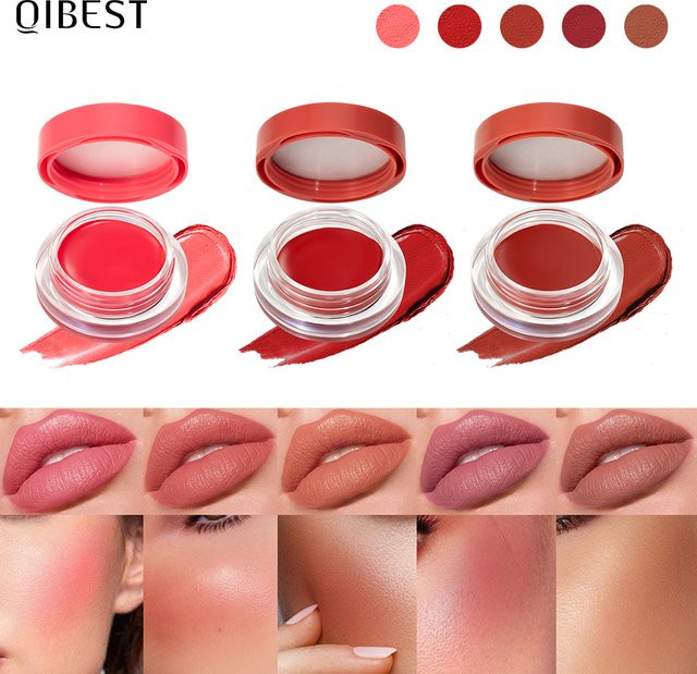 QIBEST 3-in-1 Lippenstift Rouge Augen Mousse-Creme, Matt, 01, Unisex - Bild 1