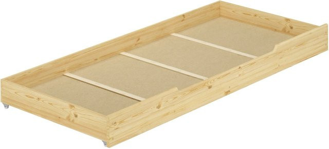 Erst-Holz Bettkasten aus Kiefer Natur als Staukasten mit Schubladen, Farbe Braun, B/T/H: 126 x 85 x 17,5 cm - Bild 1
