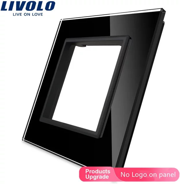 Livolo Einzelglasplatte aus schwarzem Perlenkristallglas für Schalter und Steckdosen, B/B: 8,0 x 8,0 cm, VL-C7-SR-11 - Bild 1