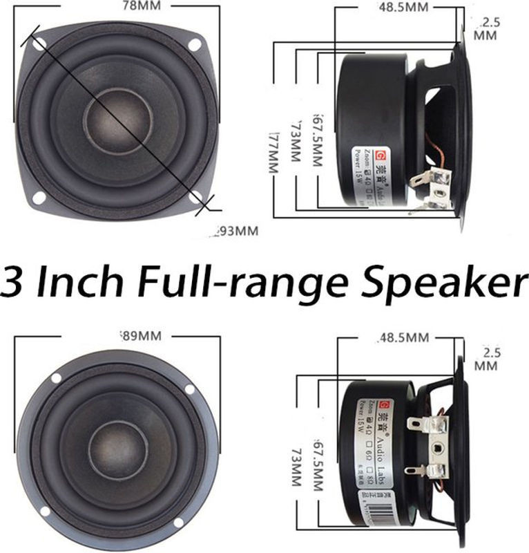 KYYSLB 3 Zoll Full-range-Lautsprecher 5-45W 4-8 Ohm HIFI Lautsprecher in Schwarz - Bild 1