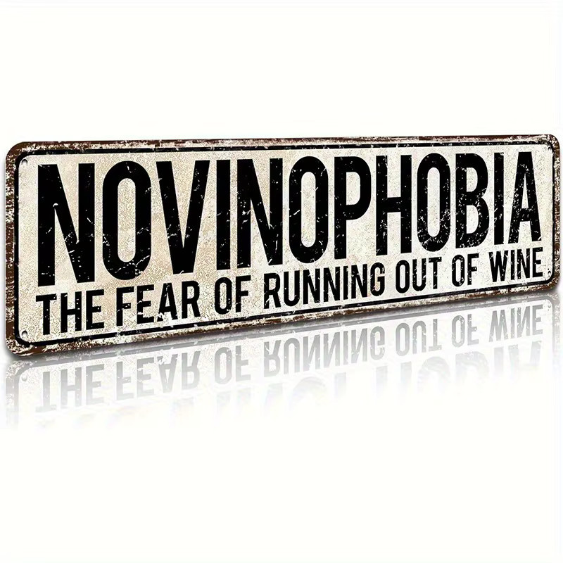 CIFbuy Vintage Novinophobia Weinbar Wandkunst aus Aluminium, Metallschild für Heimdekoration, B/H: 40 x 10 cm - Bild 3