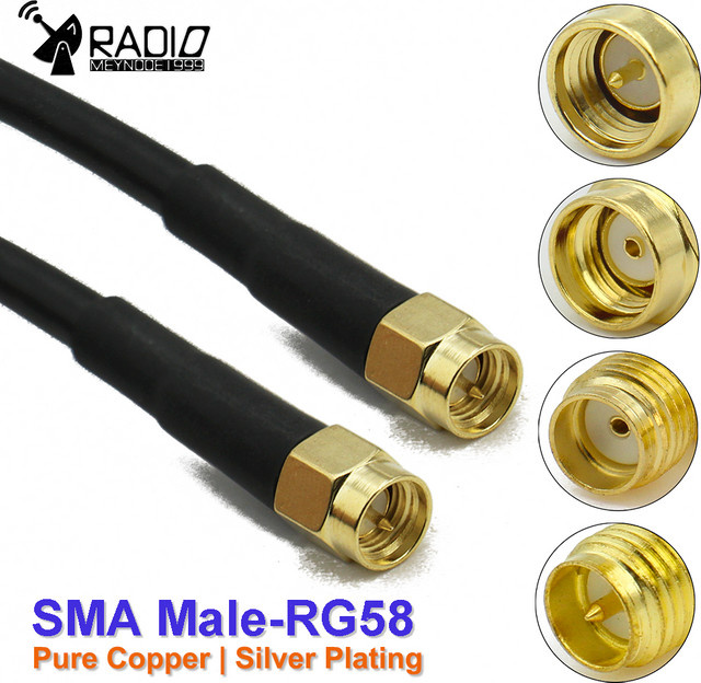 MEYNOOE RG58 SMA auf SMA Adapterkabel Schwarz für WIFI 3G 4G GSM Antennen - Bild 1